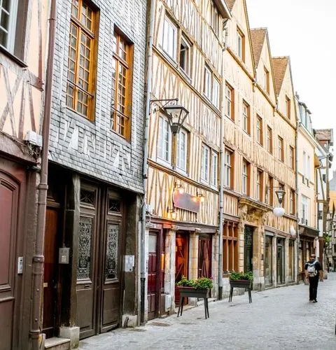 Rouen medieval streets cobblestone old town Normandy
